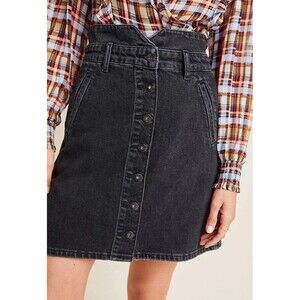Anthropologie Pilcro & The Letterpress Skirt Size 12 Black Button Down Denim NWT